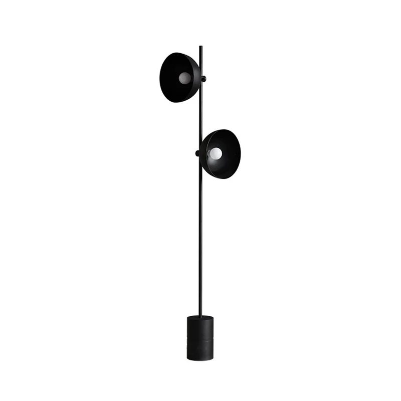 Minimalistische leeslamp met 2 lampen en metalen kap, staande vloerlamp met zwarte afwerking en halve cirkel Clearhalo