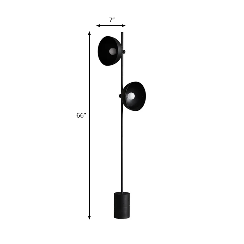 Minimalistische leeslamp met 2 lampen en metalen kap, staande vloerlamp met zwarte afwerking en halve cirkel Clearhalo