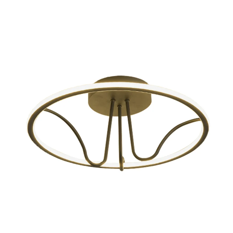Minimalistische ronde semi-inbouwlamp van acryl LED-slaapkamerverzonken plafondlamp zwart Clearhalo