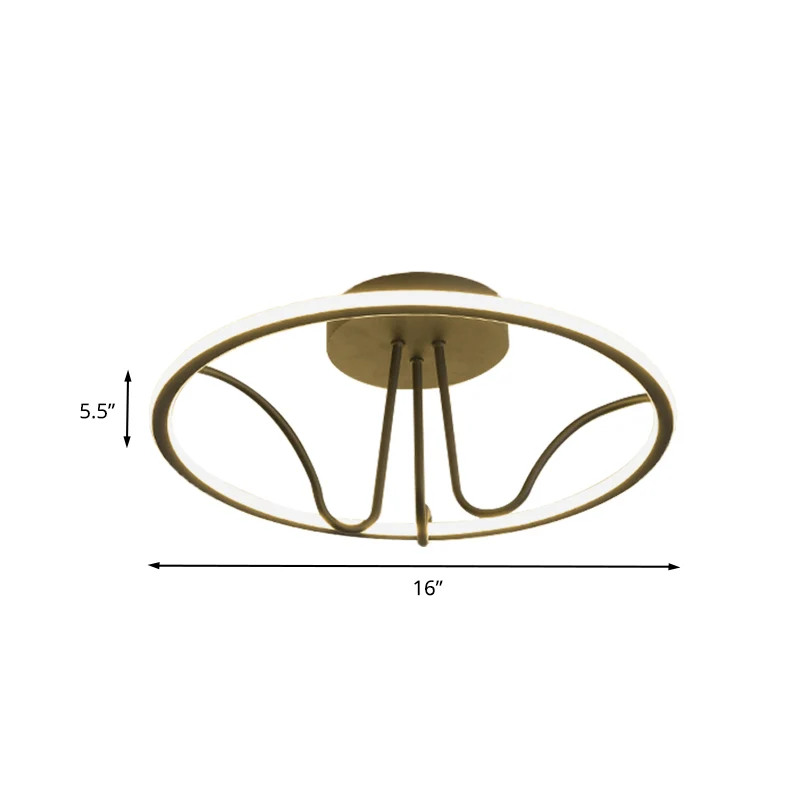 Minimalistische ronde semi-inbouwlamp van acryl LED-slaapkamerverzonken plafondlamp zwart Clearhalo