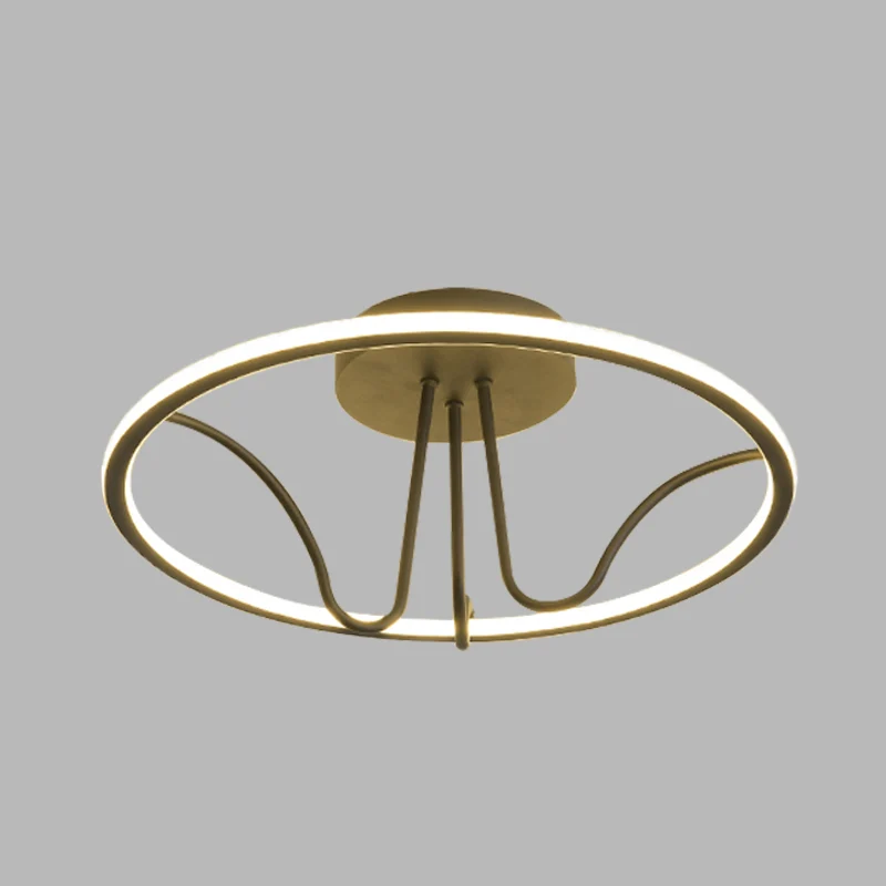 Minimalistische ronde semi-inbouwlamp van acryl LED-slaapkamerverzonken plafondlamp zwart Clearhalo