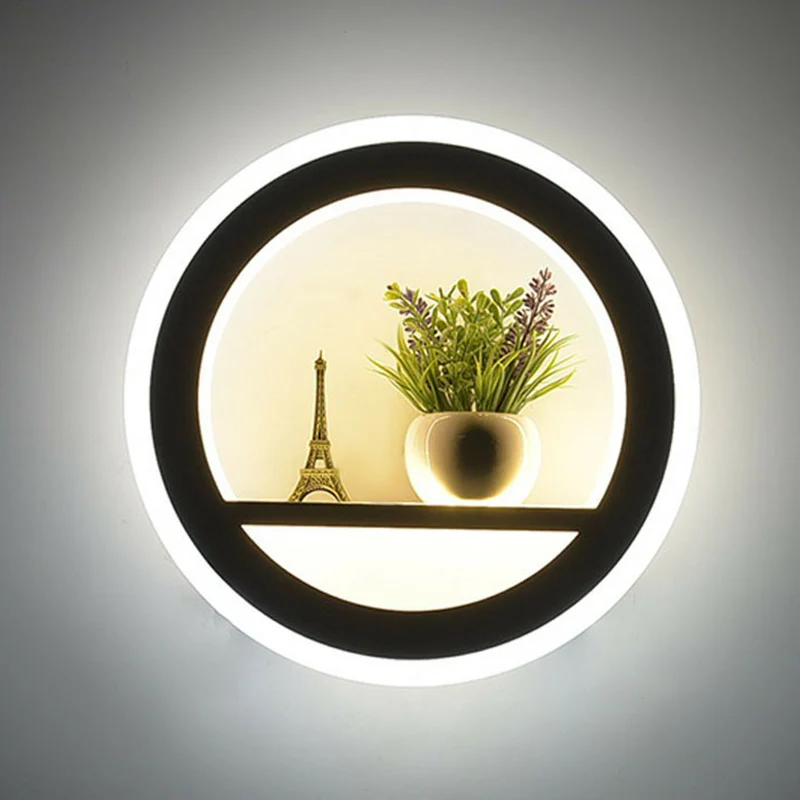 Minimalistische ronde wandkandelaar licht acryl woonkamer LED-wandmontage verlichting wit Clearhalo