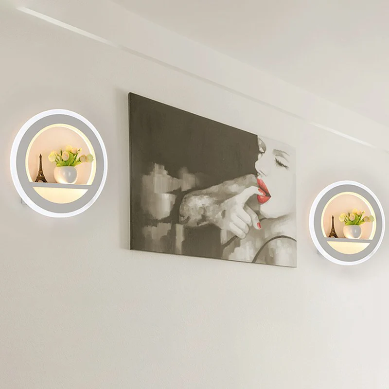 Minimalistische ronde wandkandelaar licht acryl woonkamer LED-wandmontage verlichting wit Clearhalo