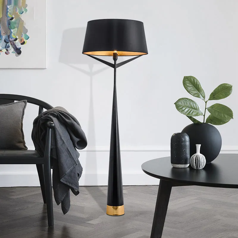Minimalistische staande lamp trommelvorm, metalen leeslamp met enkele kop de slaapkamer, wit/zwart Clearhalo
