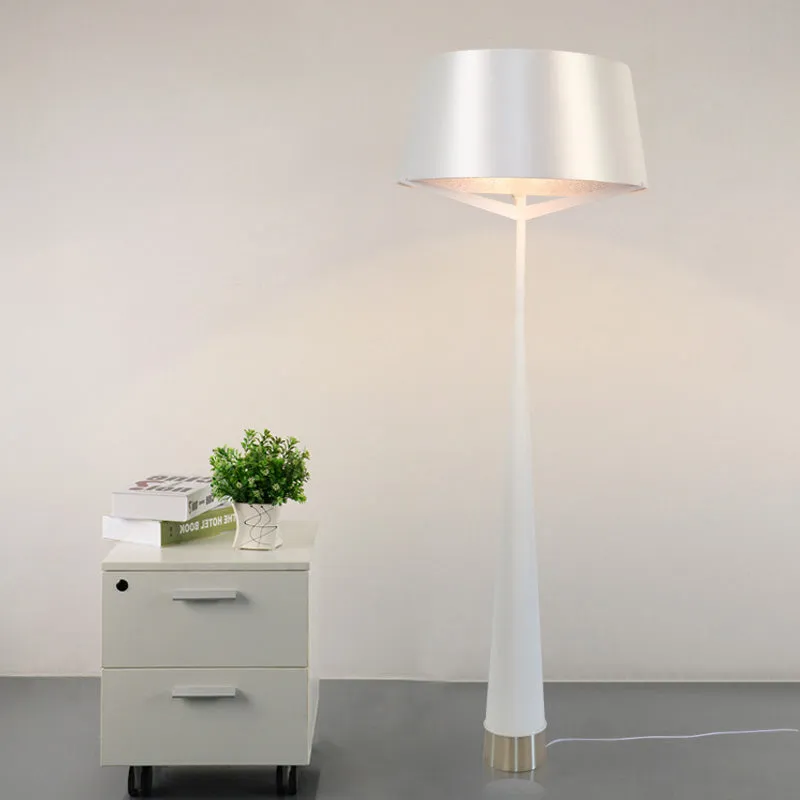 Minimalistische staande lamp trommelvorm, metalen leeslamp met enkele kop de slaapkamer, wit/zwart Clearhalo