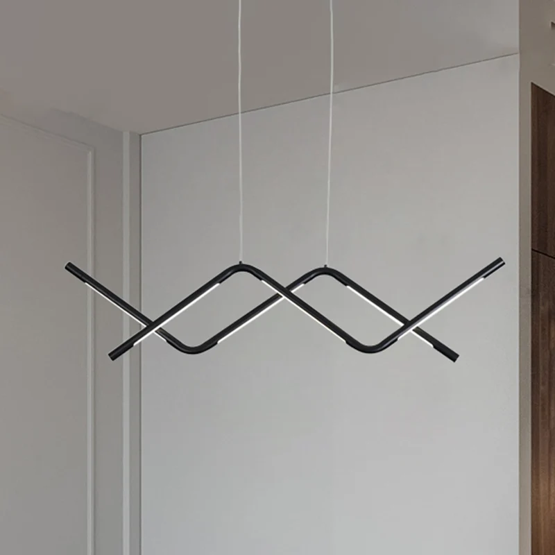 Minimalistische zwaailamp acryl eetkamer LED eilandlamp zwart Clearhalo