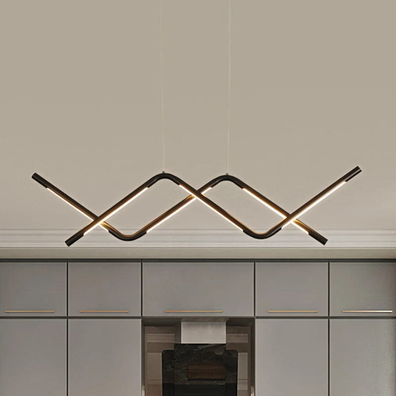Minimalistische zwaailamp acryl eetkamer LED eilandlamp zwart Clearhalo