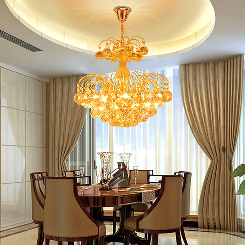 Modern 8-lichts hangend plafondlicht chroom/goud cascade kroonluchterlicht met gefacetteerde kristallen bolkap, 16"/19,5"...