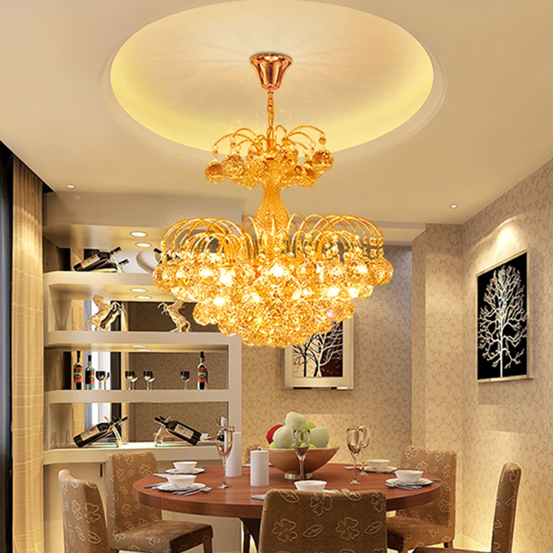 Modern 8-lichts hangend plafondlicht chroom/goud cascade kroonluchterlicht met gefacetteerde kristallen bolkap, 16"/19,5"...