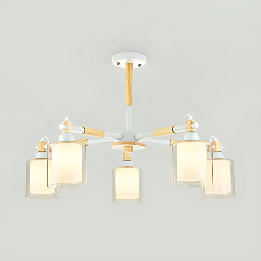 Modern eigentijds cilinder hanglampen 5 lampen glazen hangende kroonluchter voor eetkamer Clearhalo
