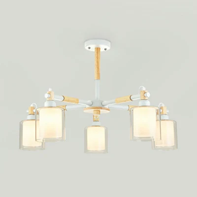 Modern eigentijds cilinder hanglampen 5 lampen glazen hangende kroonluchter voor eetkamer Clearhalo