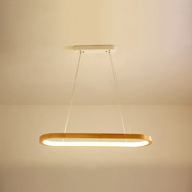 Modern minimalisme houten eiland hanglamp elliptische LED-eilandplafondlamp voor woonkamer Clearhalo