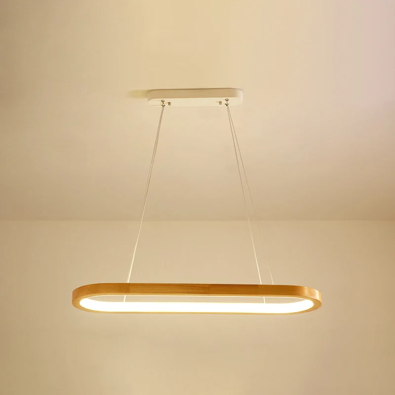 Modern minimalisme houten eiland hanglamp elliptische LED-eilandplafondlamp voor woonkamer Clearhalo
