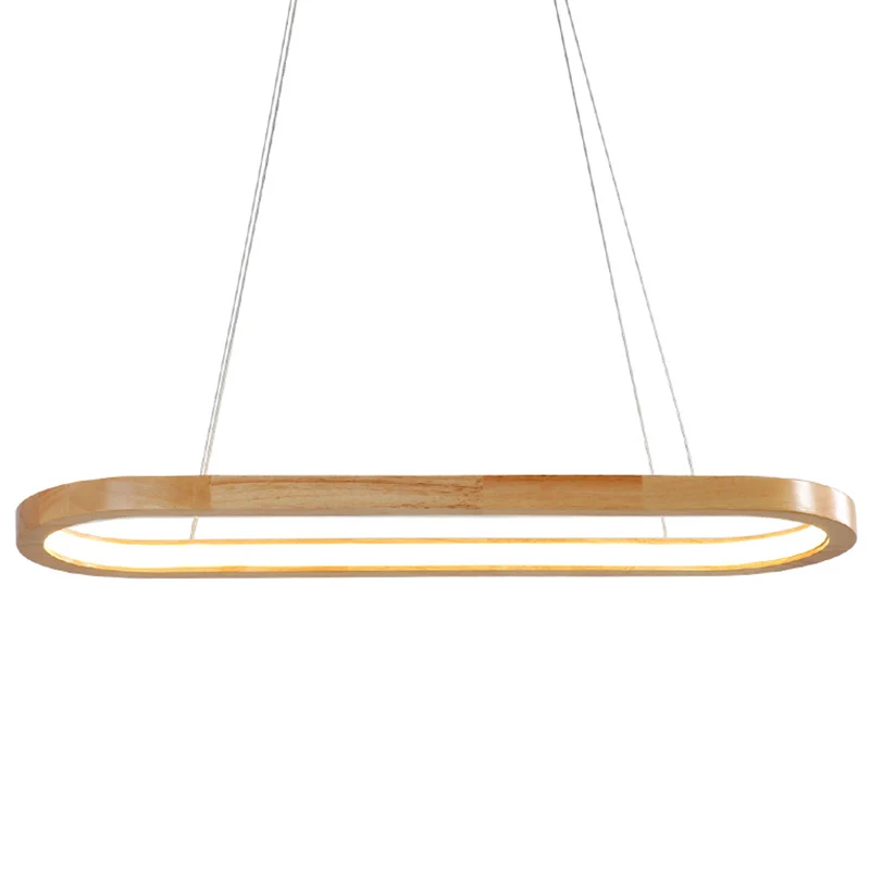 Modern minimalisme houten eiland hanglamp elliptische LED-eilandplafondlamp voor woonkamer Clearhalo