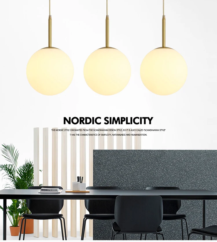 Modern minimalistisch design hanglamp witte bol glazen kap hanglamp voor eettafel Clearhalo