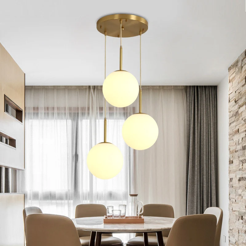 Modern minimalistisch design hanglamp witte bol glazen kap hanglamp voor eettafel Clearhalo