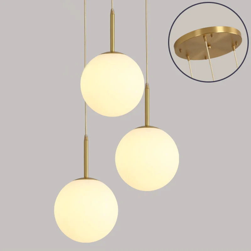 Modern minimalistisch design hanglamp witte bol glazen kap hanglamp voor eettafel Clearhalo