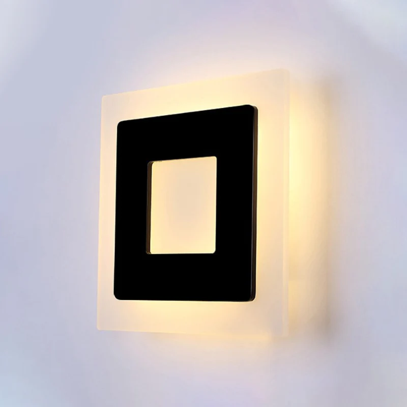 Modern vierkant acryl schanslicht LED-woonkamerwandverlichtingsarmatuur warm/wit licht Clearhalo