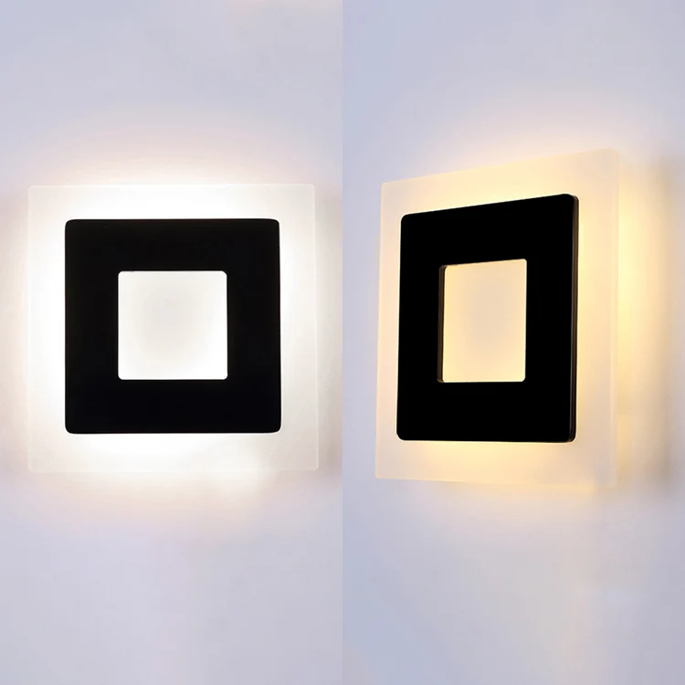 Modern vierkant acryl schanslicht LED-woonkamerwandverlichtingsarmatuur warm/wit licht Clearhalo