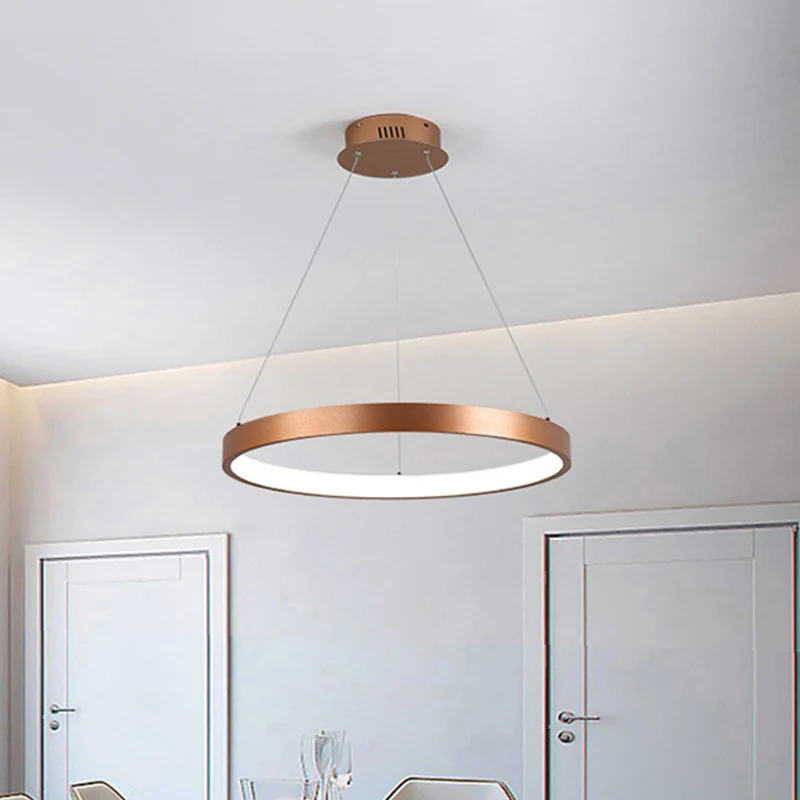 Moderne 1/2/3-kops kroonluchterlamp met acrylkap Gouden ring hangende plafondlamp warm / wit licht Clearhalo
