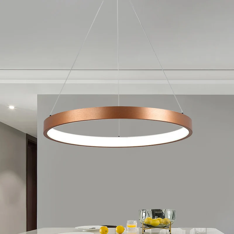 Moderne 1/2/3-kops kroonluchterlamp met acrylkap Gouden ring hangende plafondlamp warm / wit licht Clearhalo