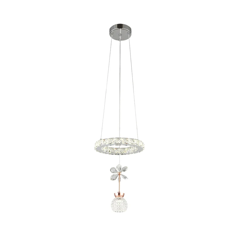 Moderne 1/3/5 Heads Kroonluchter Hanglamp Chroom Cirkel/Gear Hanglamp Kit met Kuiltjes Kristallen Schaduw Clearhalo