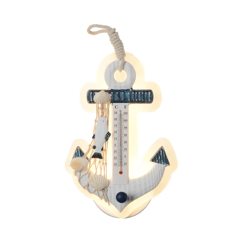 Moderne ankerwandlamp met thermometer acryl wit schanslicht voor woonkamer Clearhalo