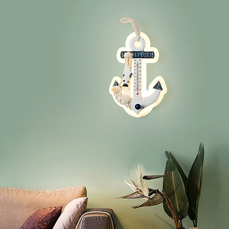 Moderne ankerwandlamp met thermometer acryl wit schanslicht voor woonkamer Clearhalo
