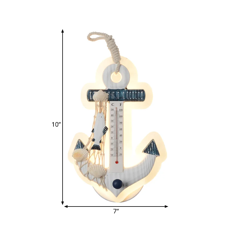 Moderne ankerwandlamp met thermometer acryl wit schanslicht voor woonkamer Clearhalo