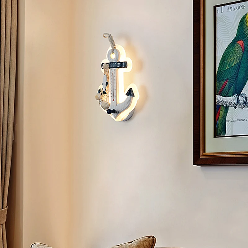 Moderne ankerwandlamp met thermometer acryl wit schanslicht voor woonkamer Clearhalo