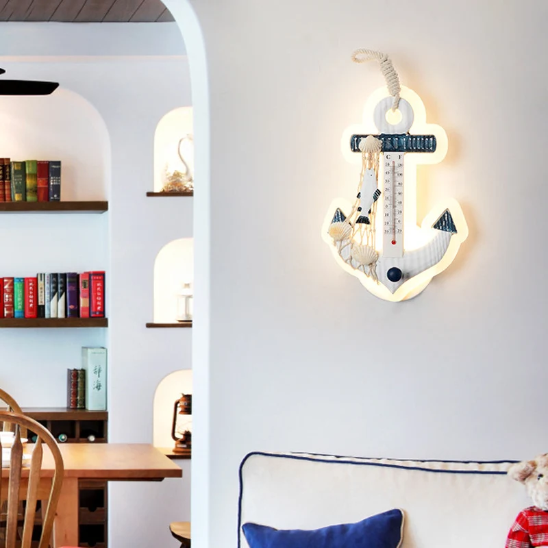 Moderne ankerwandlamp met thermometer acryl wit schanslicht voor woonkamer Clearhalo
