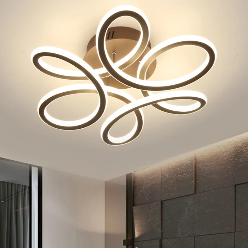 Moderne bloeiende acryl plafondlamp LED inbouw inbouwverlichting goud/koffie voor slaapkamer, warm/wit licht Clearhalo
