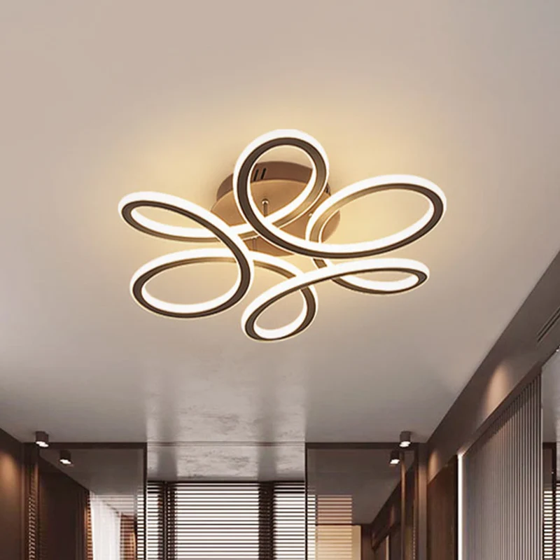 Moderne bloeiende acryl plafondlamp LED inbouw inbouwverlichting goud/koffie voor slaapkamer, warm/wit licht Clearhalo