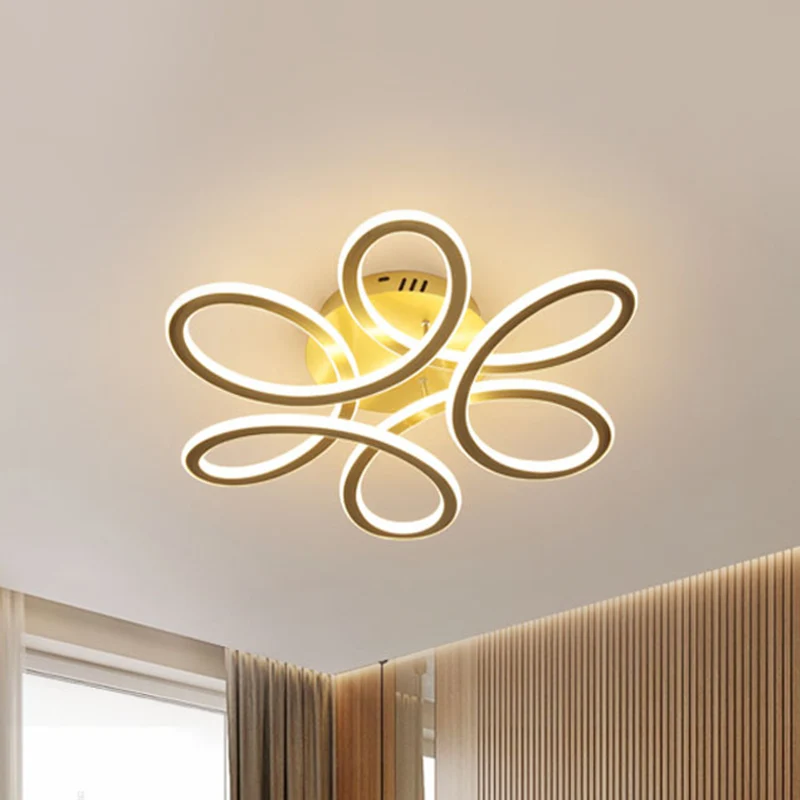 Moderne bloeiende acryl plafondlamp LED inbouw inbouwverlichting goud/koffie voor slaapkamer, warm/wit licht Clearhalo