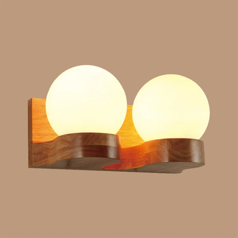 Moderne bolschaduw schanslamp crèmekleurig glas LED woonkamer wandverlichting hout Clearhalo