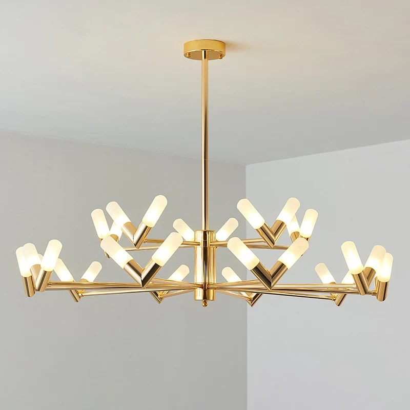 Moderne buisplafondkroonluchter metaal 10/30 lichten Dinging kamer hangend plafondlicht messing Clearhalo