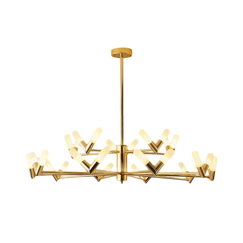 Moderne buisplafondkroonluchter metaal 10/30 lichten Dinging kamer hangend plafondlicht messing Clearhalo