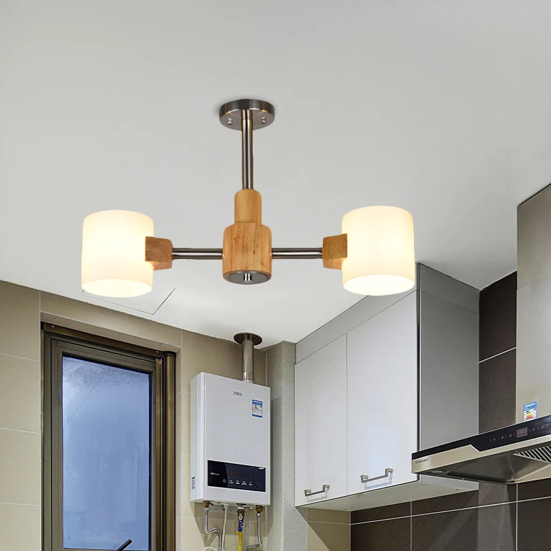 Moderne cilinder semi-inbouwverlichting wit glas 2/3 lampen woonkamer hout dicht bij plafondlamp chroom Clearhalo