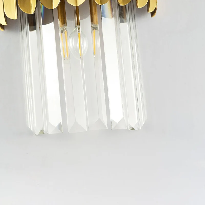 Moderne cilinder wandmontage lamp helder kristal 2 hoofden slaapkamer muur verlichtingsarmatuur goud Clearhalo