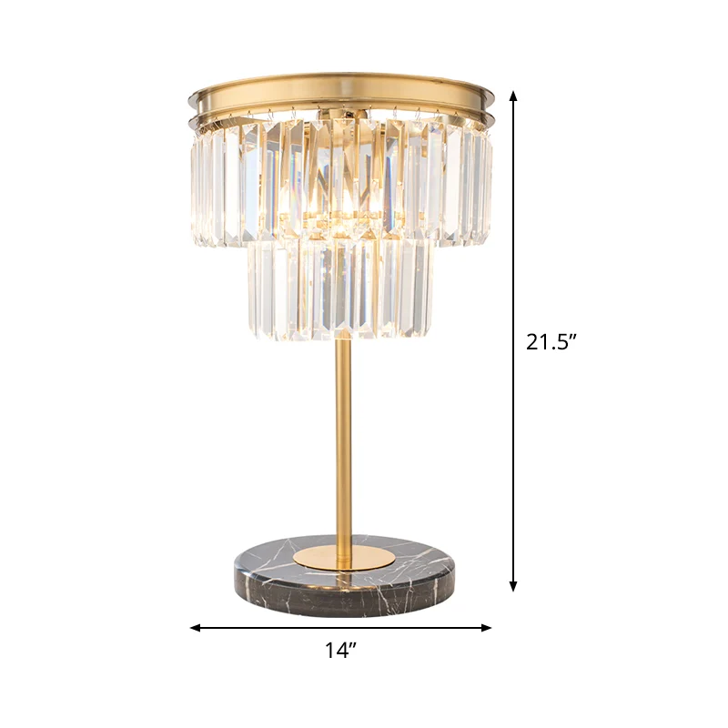Moderne cilinderstudielamp helder kristal 3 lampen leeslamp goud met marmeren voet Clearhalo