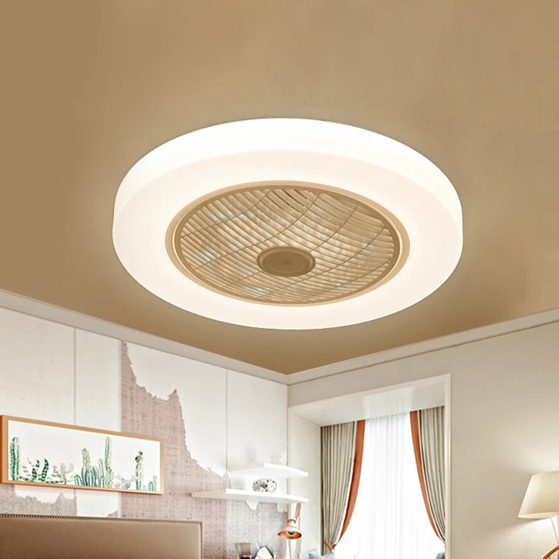 Moderne cirkelhangende ventilatorverlichting LED-acryl semi-inbouw plafondlamp wit met 3 bladen, 23 inch breed Clearhalo