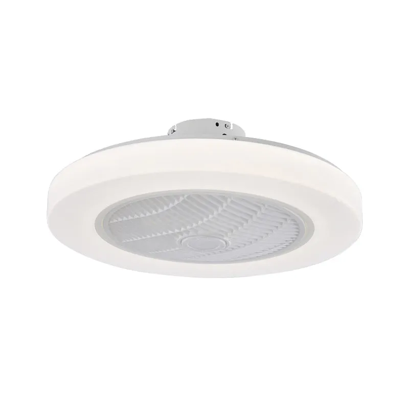 Moderne cirkelhangende ventilatorverlichting LED-acryl semi-inbouw plafondlamp wit met 3 bladen, 23 inch breed Clearhalo