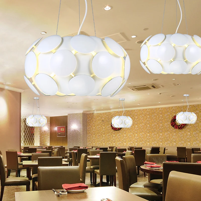 Moderne cirkelpaneel hangende kroonluchter acryl 3-lichts restaurant plafond hanglamp wit met trommelontwerp Clearhalo
