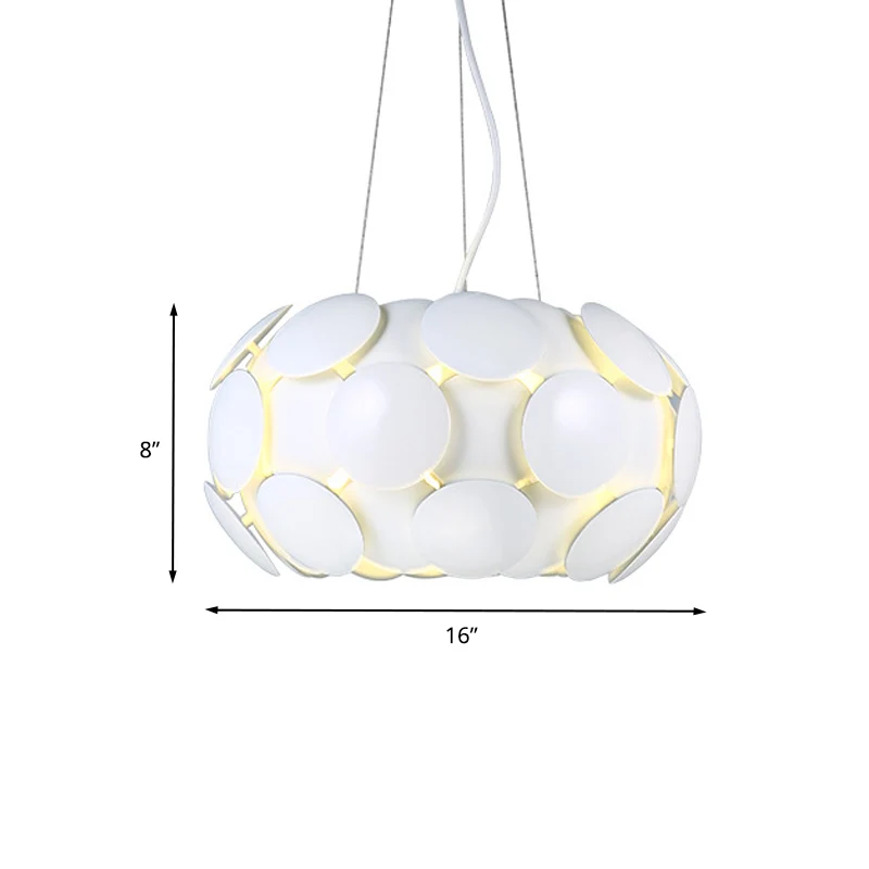 Moderne cirkelpaneel hangende kroonluchter acryl 3-lichts restaurant plafond hanglamp wit met trommelontwerp Clearhalo