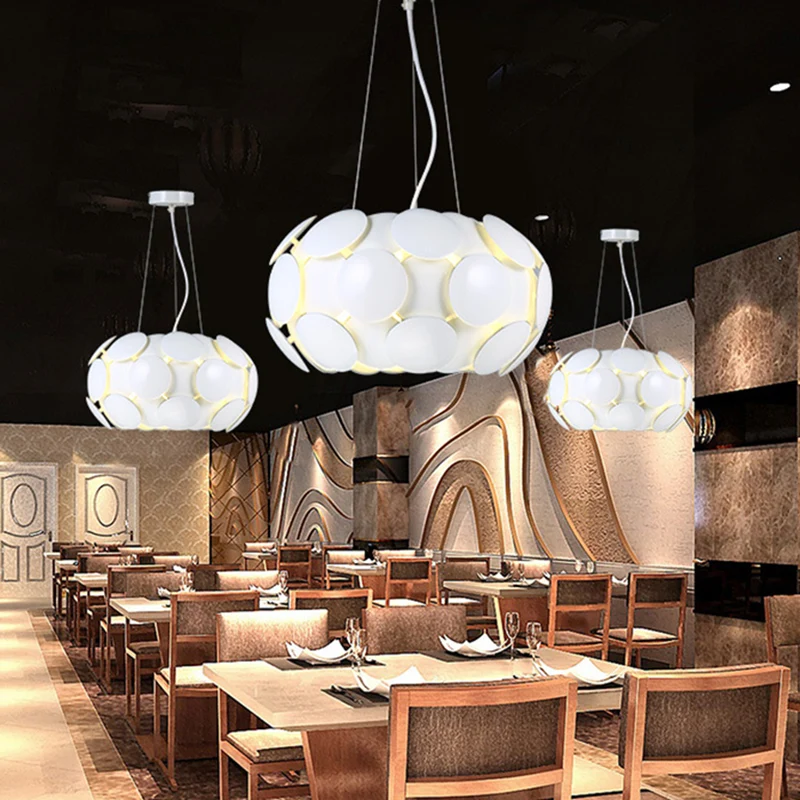 Moderne cirkelpaneel hangende kroonluchter acryl 3-lichts restaurant plafond hanglamp wit met trommelontwerp Clearhalo