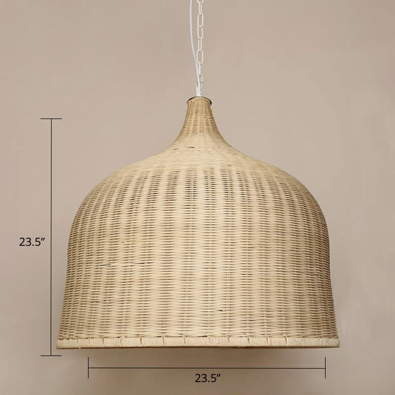 Moderne cloche-vormige hanglamp van bamboe, 1-lichts slaapkamerplafondlamp hout Clearhalo