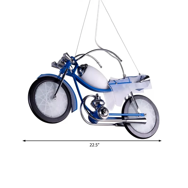 Moderne coole motorkroonluchter 3-lichts glazen metalen hanglamp blauw voor jongensslaapkamer Clearhalo
