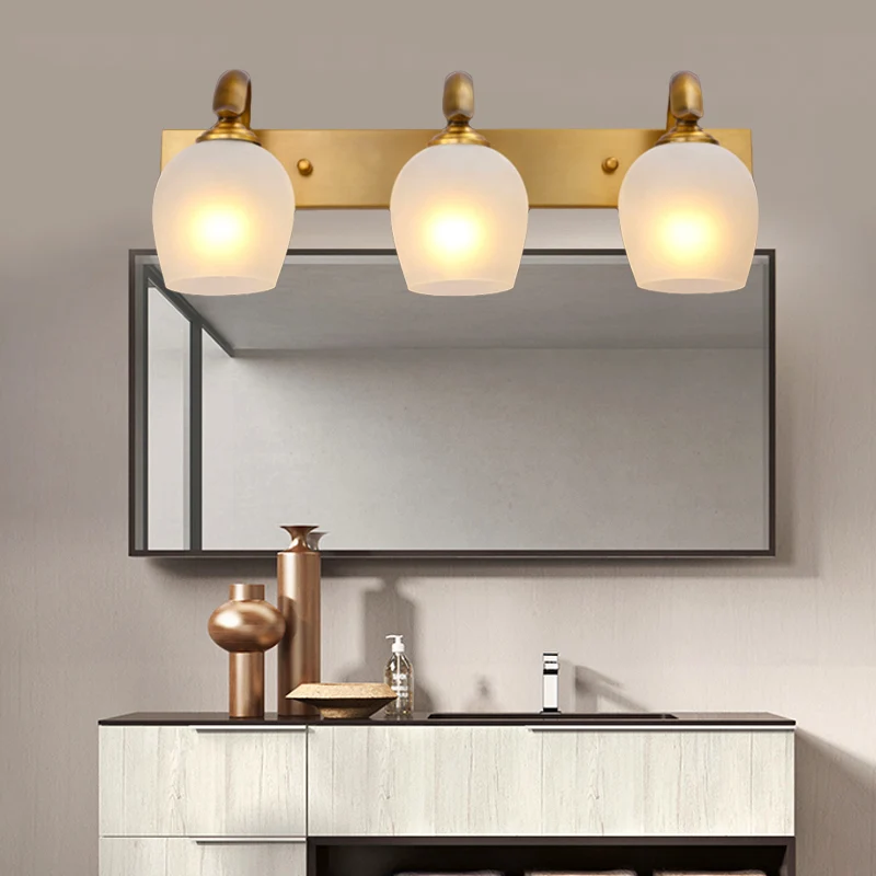 Moderne Dome Vanity Wandkandelaar 2/3 Lichts Metalen Wandlamp Armatuur Messing voor Badkamer Clearhalo