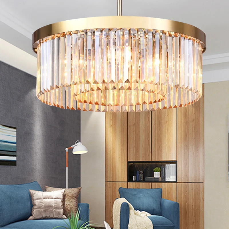 Moderne Drum Kroonluchter Lichtpunt Driezijdige Glazen Staaf 6/12 Lichten Woonkamer Hanglamp, 23,5"/31,5" Breed Clearhalo