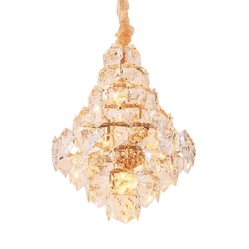 Moderne druppelvormige hangende kroonluchter helder kristalglas 12 lampen woonkamer LED-hangende plafondlamp goud Clearhalo